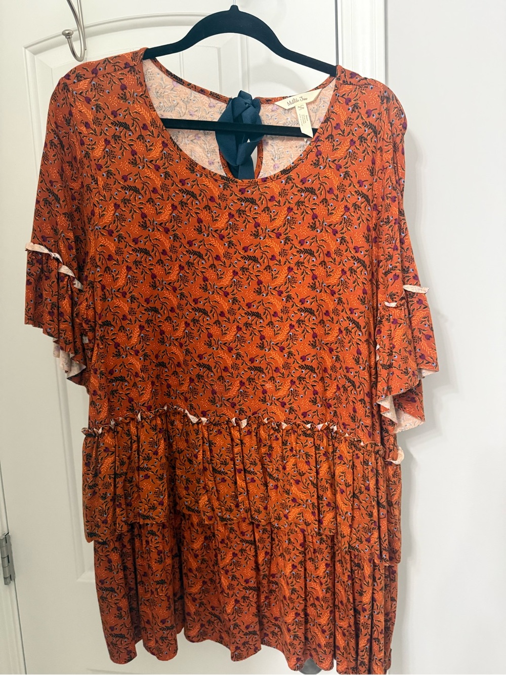 Matilda Jane Rust Orange Floral Tiered Ruffle Mini Top